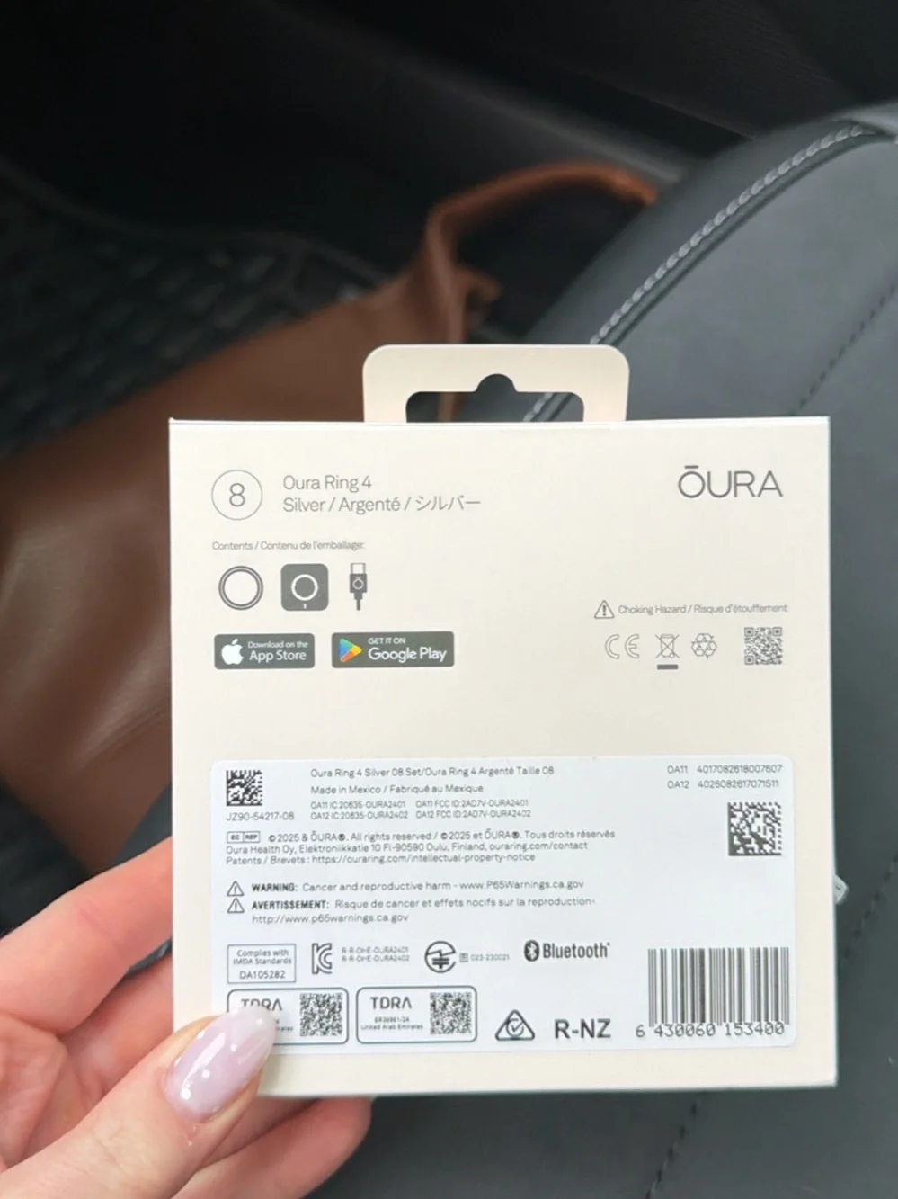 Oura Silver Ring 4 Packaging with Beige Backing